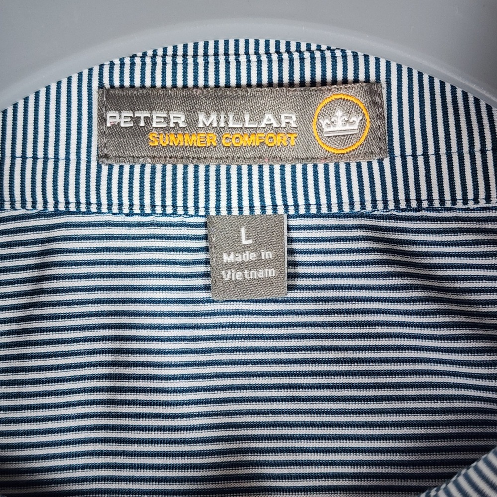 Peter Millar Polo Shirt Mens Large Striped Summer Comfort Golf Top Excellent - Picture 3 of 12